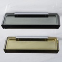 Bathroom wall shelf in smoked pressed glass by Inda