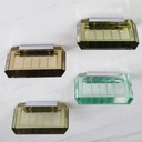 Wall soap holder in smoked pressed glass by Inda