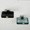 Wall soap holder in smoked pressed glass by ECM