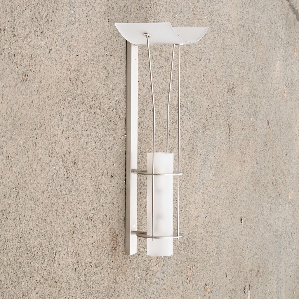 Wall light in stainless steel with frosted glass diffusers