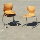 Stackable cantilever chair in pagwood and chromed steel by Pagholz