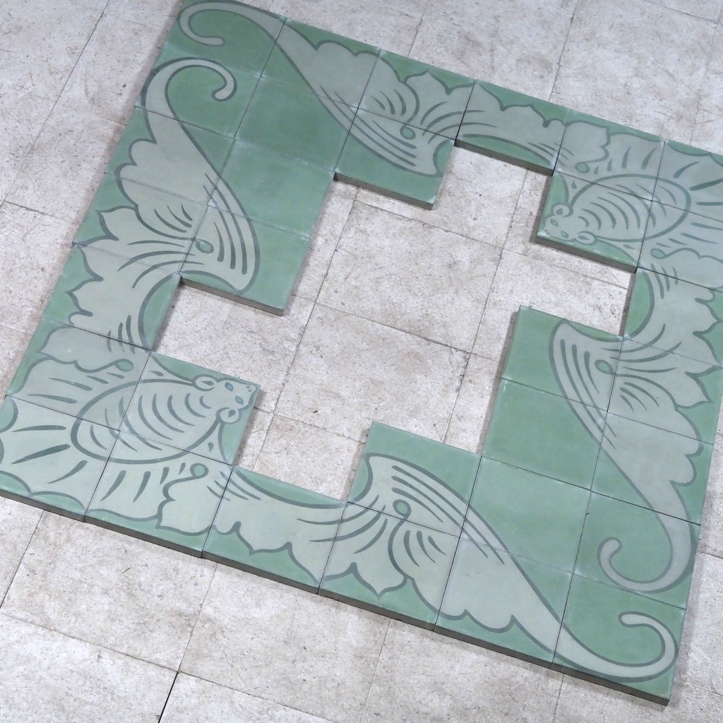 Batch of cement tiles 'Green Bat' by Emery&Cie (140 x 120 cm)