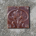 Embossed tile in glazed terracotta by Emery&Cie (15 x 15 cm) - Dark brown