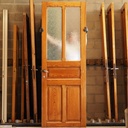 Door  in varnished solid pine with textured glass panels (H. 246,5 x W. 87 cm) - Right