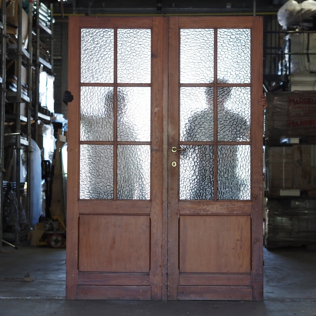 Double door with hammered glass panels (H. 227,5 cm x W. 156 cm) - Right