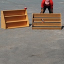 Display rack in varnished beech plywood