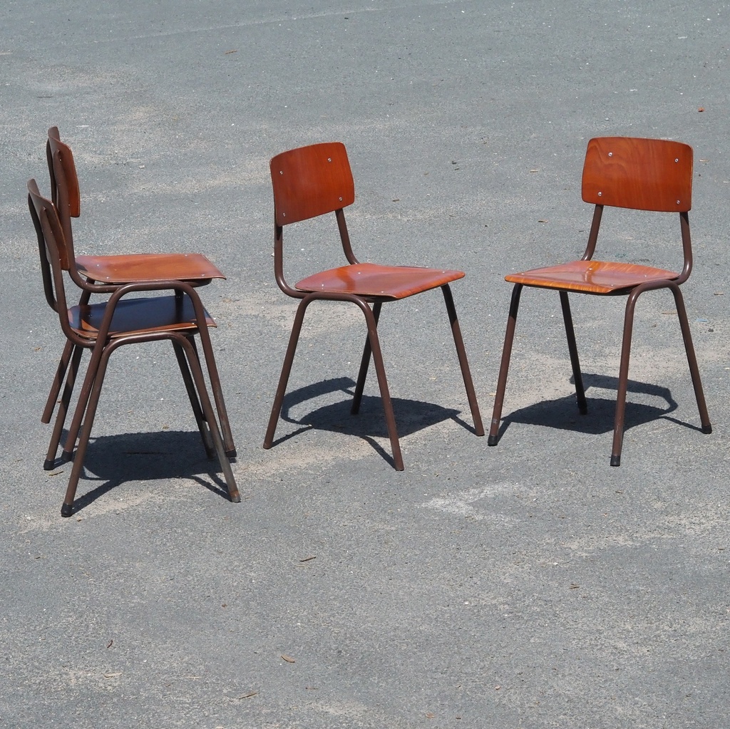 Stackable school chair in pagwood and tubular steel by Obo