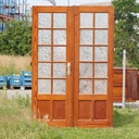 Double door in varnished solid pine with textured glass panels (H. 215 x W. 141 cm) - Left