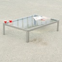 Coffee table 'Progetto' in brushed steel with clear glass tabletop by Monica Armani for B&B Italia (133 x 87 cm)