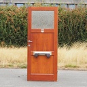 Door in varnished pitch pine with flemish glass panel with mail slot (H. 204 x W. 82,5 cm) - Right