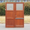 Double door in varnished pitch pine with flemish glass panels (H. 233 x W. 168,4 cm) - Right