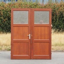 Double door in varnished pitch pine with flemish glass panels (H. 230 x W. 181,2 cm) - Right