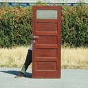 Door in pitch pine with hammered glass panel (H. 203 x W. 81 cm)