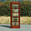 Door panel in pitch pine with stained glass panels (H. 203 x W. 71 cm)