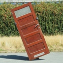 Door in pitch pine with textured glass panel (H. 203 x W. 81,5 cm) - Right