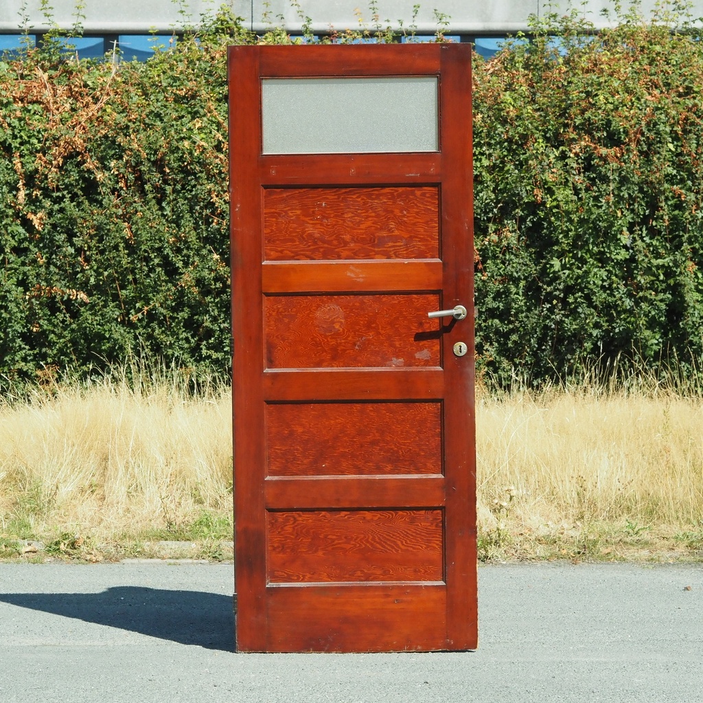 Door in pitch pine with textured glass panel (H. 203 x W. 81,4 cm) - Right