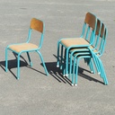 Stackable chair in powder coated steel and beech plywood
