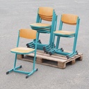 Stackable cantilever chair in powder coated steel and beech plywood