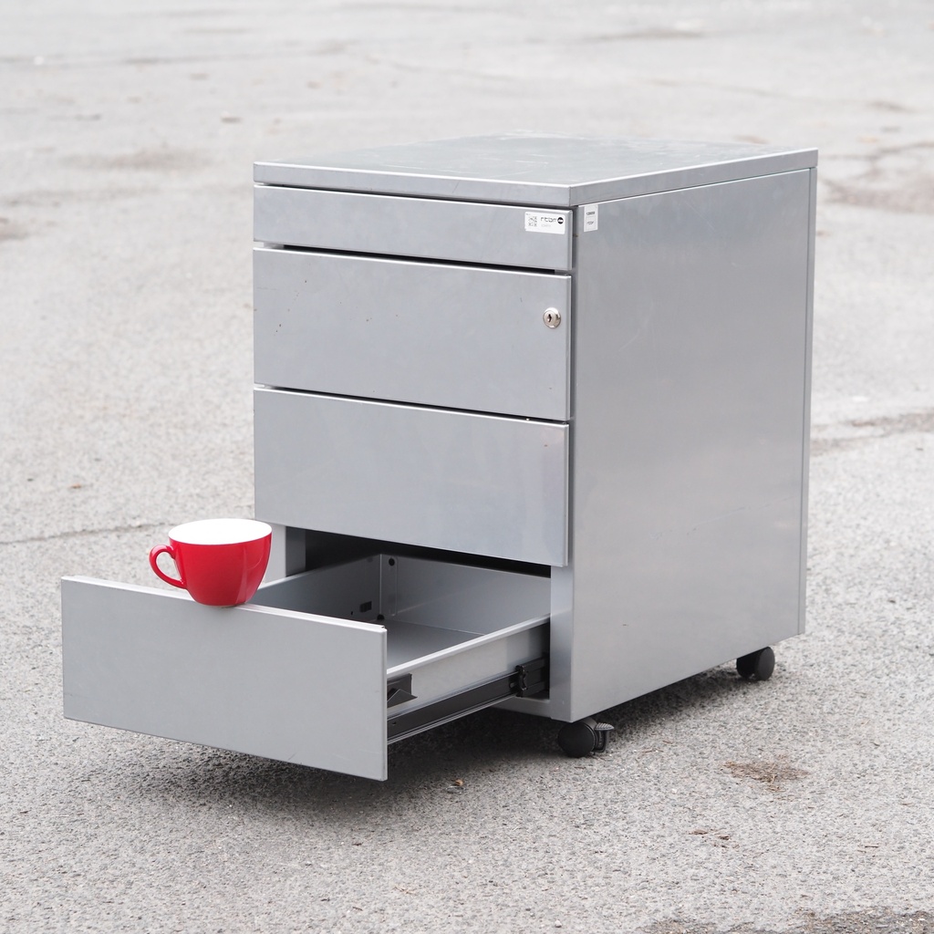 Drawer unit in grey lacquered steel (H. 63 cm)