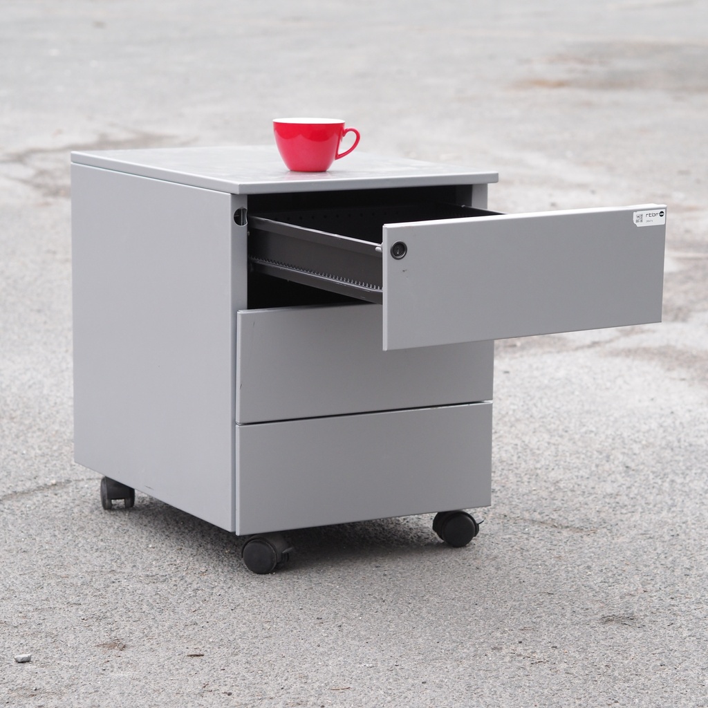 Drawer unit in grey lacquered steel (H. 56 cm)