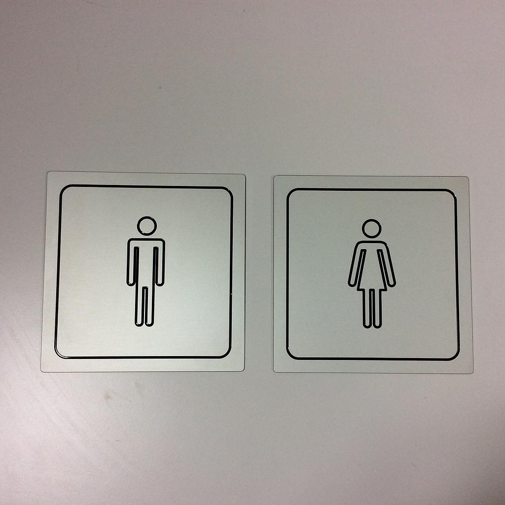 Toilet signage (male and female) in aluminium