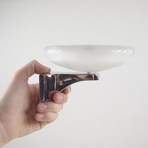 [144SAN015] Soap holder 'Fidia' in frosted glass by Studio Caprotti (ca. 1970)