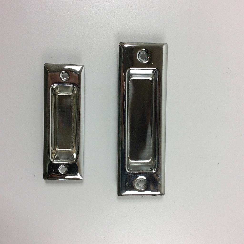 Pair of Inset Cabinet Handle in chrome brass (Length : 8 cm or 10 cm)
