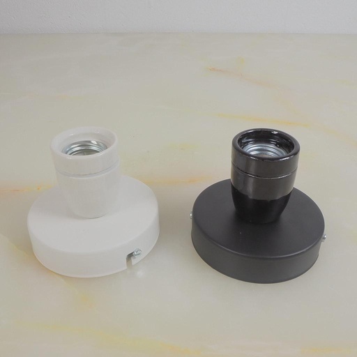 Socket E27 in gloss porcelain on metal base 'Palazzo' (New)