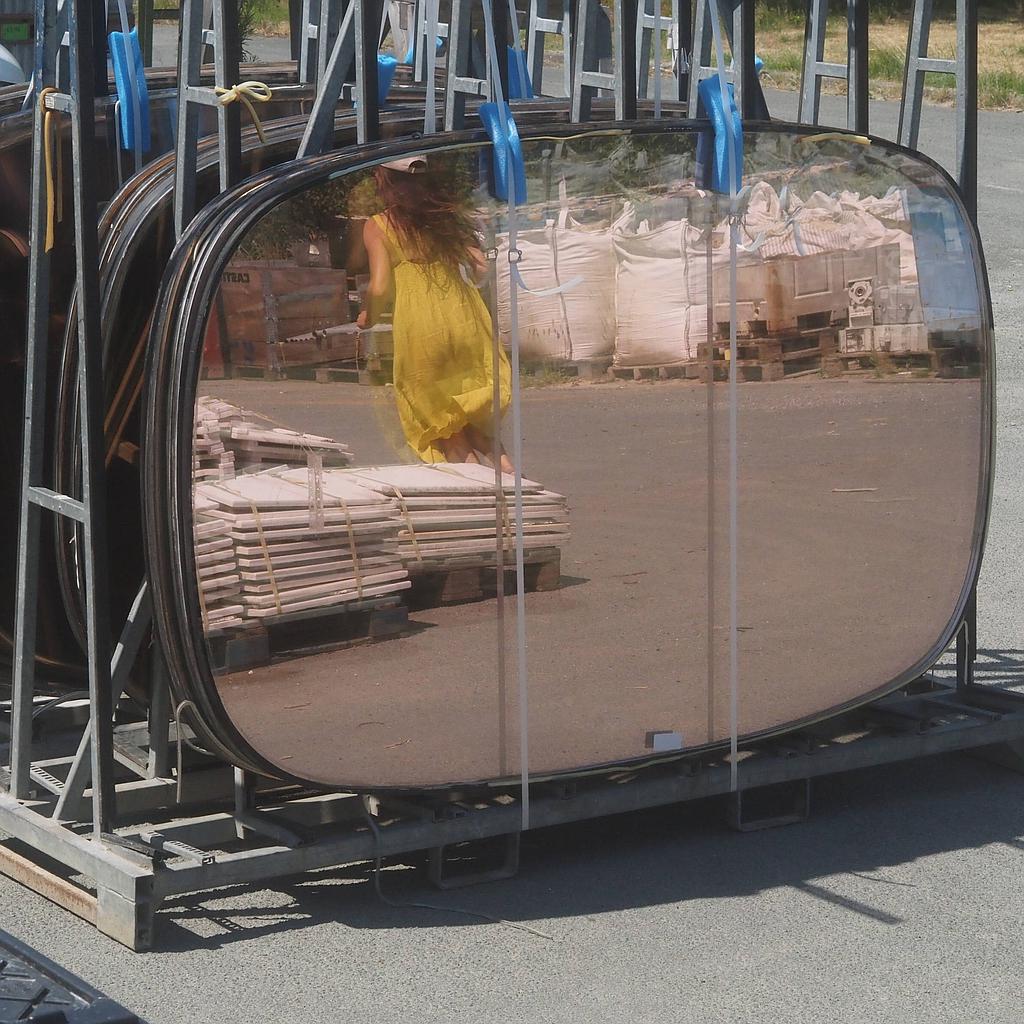 Large glass window from CBR Building by Constantin Brodzki &amp; Marcel Lambrichs (ca. 1970)