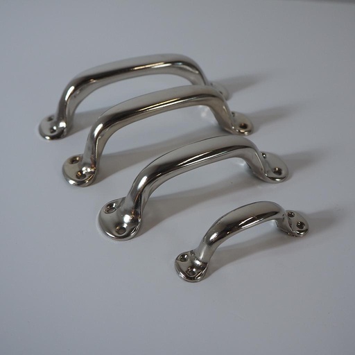 Nickelled cabinet handle (Length 7.3, 12, 12.5, 13, 16.5 cm)