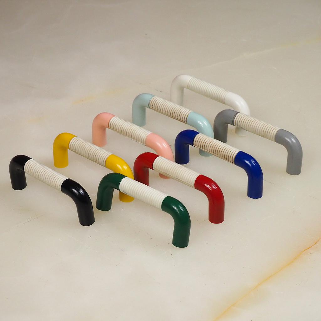 Vintage colourful plastic cabinet handle with white rubber (ca. 1980)