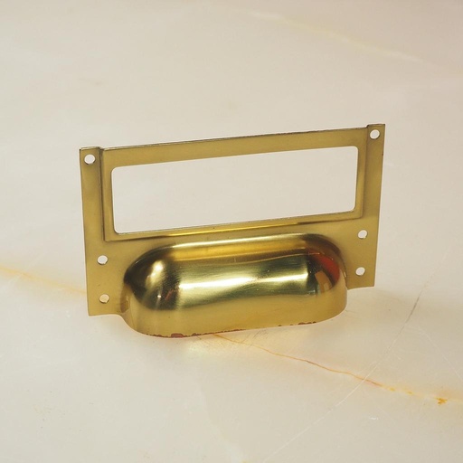 [183HAR018] Cup handle in brass with label holder (ca. 1950)