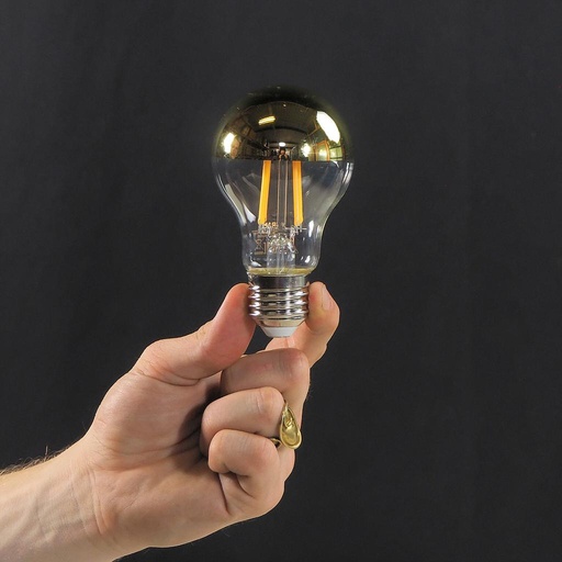 [4058075435360] Bulb - OSRAM Classic LED E27 Pear A60 Gold Mirror 4W 400lm 2700K (New)