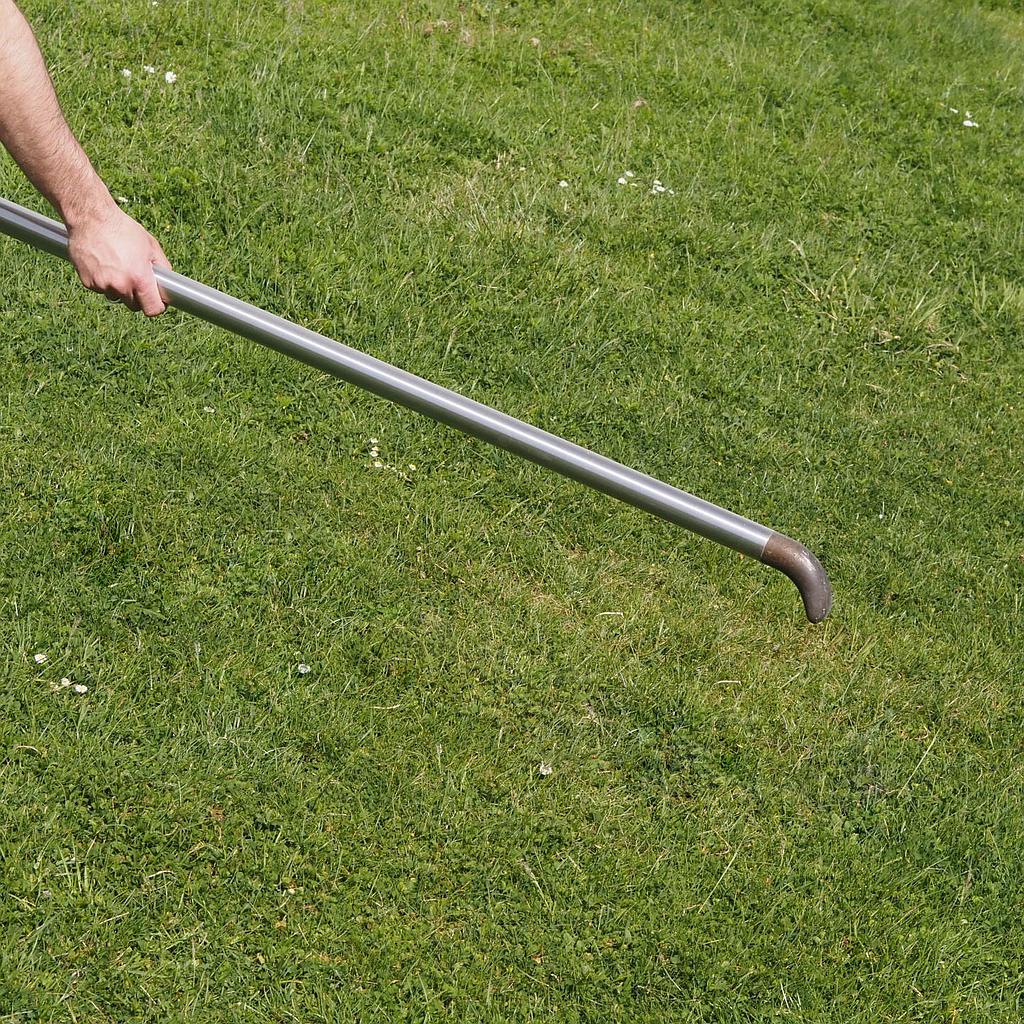Handrail in brushed stainless steel and sand-cast bronze by Jules Wabbes from the Générale de Banque