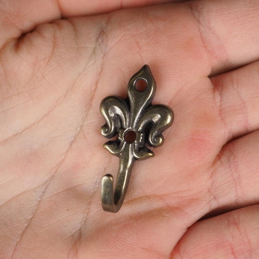 [999HAR914] Coat hook 'Fleur de lis' - Bronze - Small