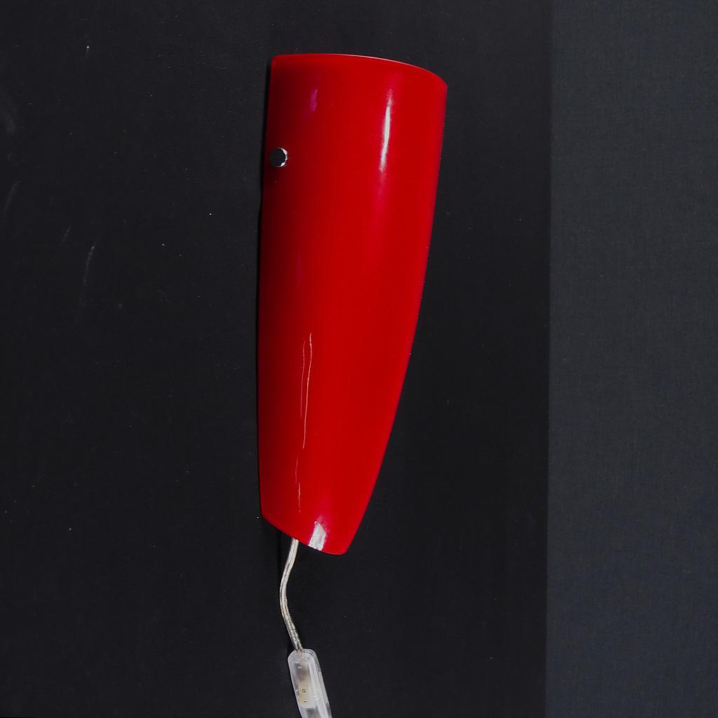Wall light 'Naro' in glass tinted with a laminated opaline, with cable &amp; power plug - Red - (87272F)