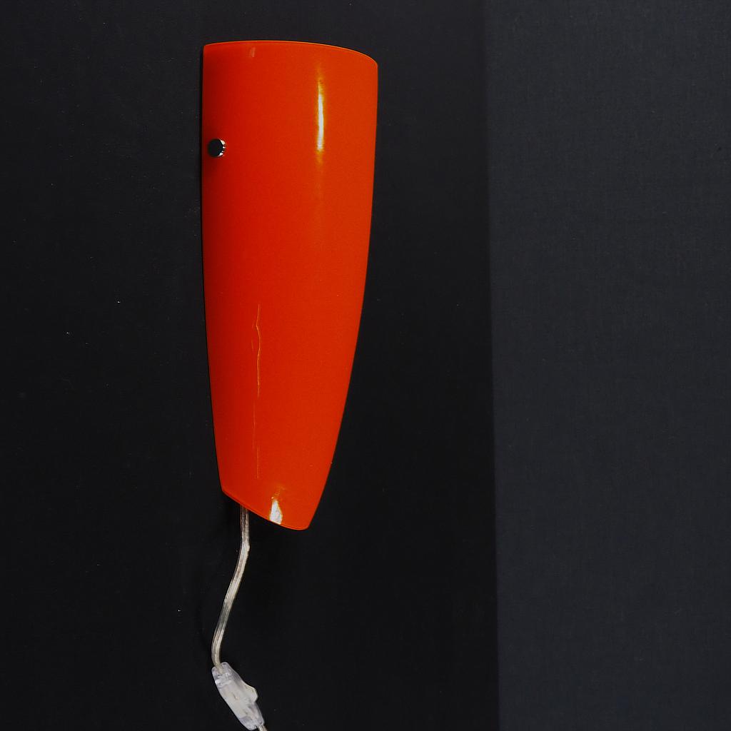 Wall light 'Naro' in glass tinted with a laminated opaline with cable &amp; power plug - Orange - (87271F)