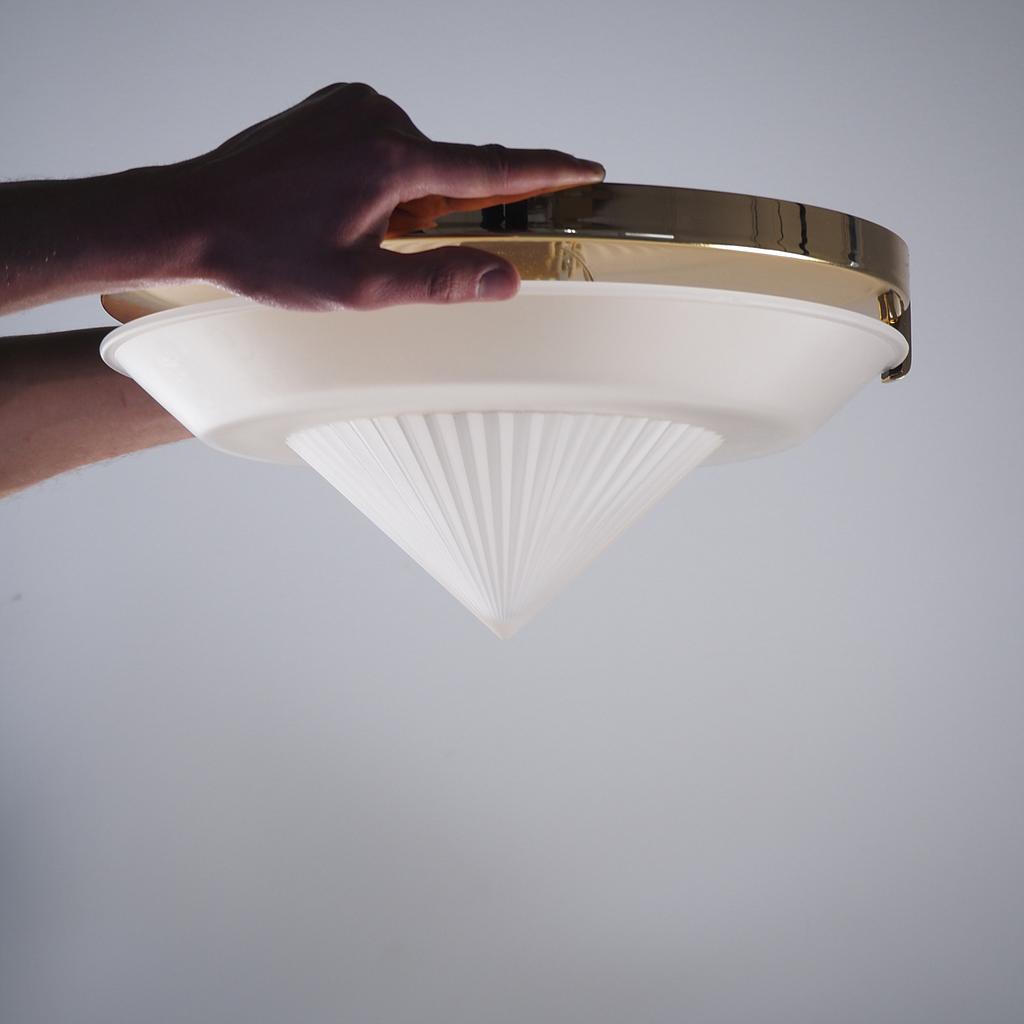 Ceiling light 'MI5209' in frosted textured glass by Milan - Brass (⌀ 35 cm)