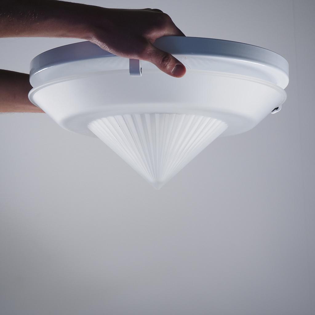 [206LIG625] Ceiling light 'MI5211' in frosted textured glass by Milan - White (⌀ 35 cm)