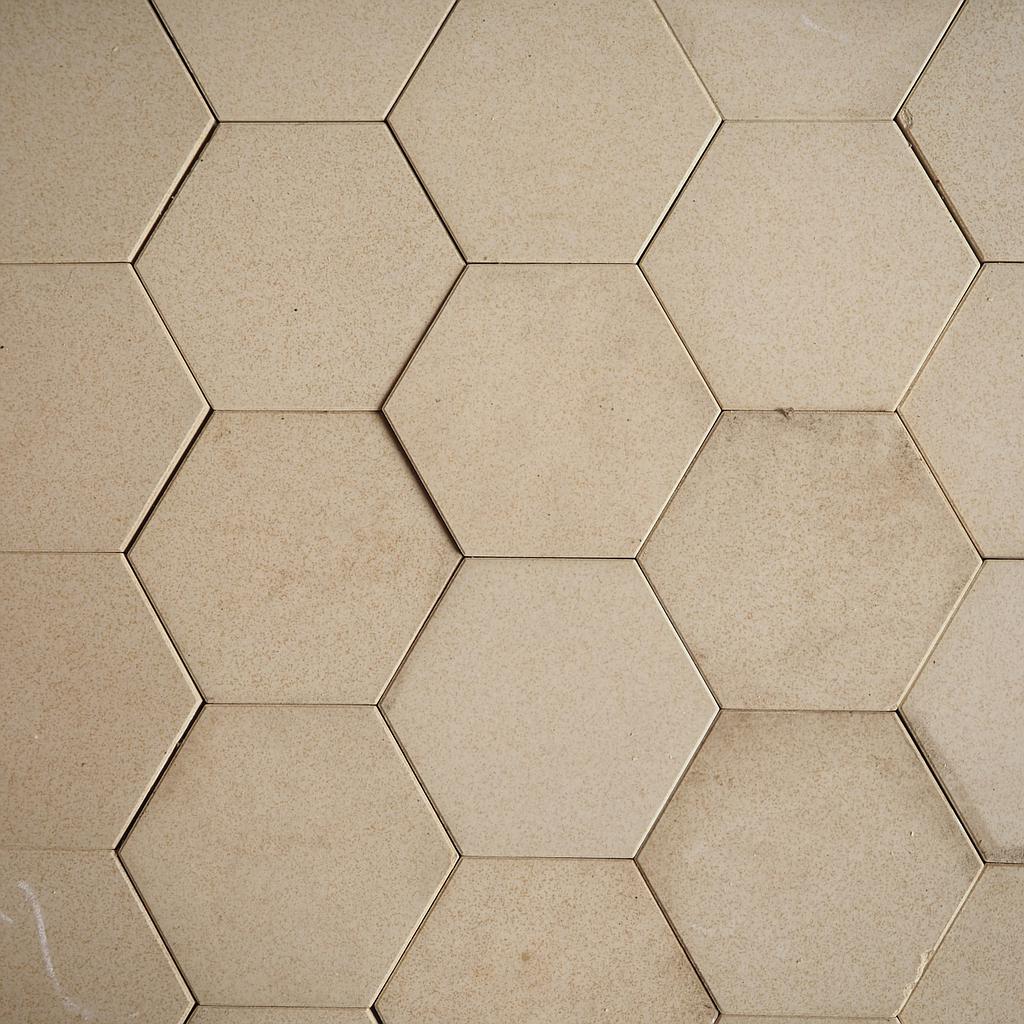 Hexagonal speckled stoneware ceramic tiles by Simons (France) - Sold per m2