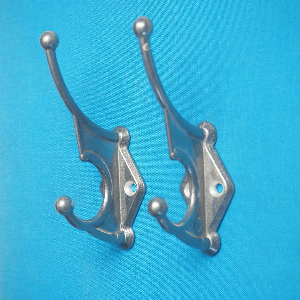 Pair of coat hooks in cast aluminium