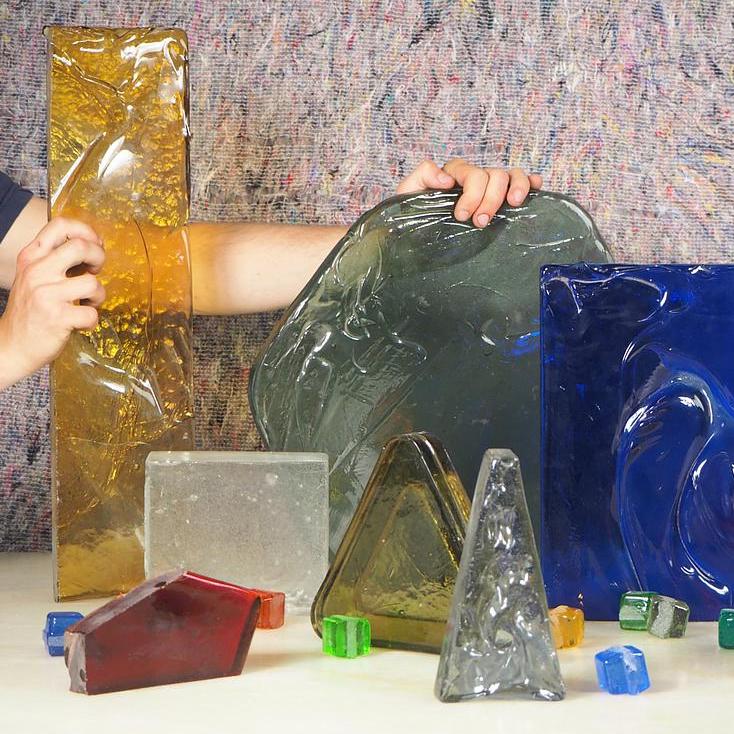 [999OBJ040] Pressed glass blocks produced by Val Saint Lambert - Only available in our physical shop