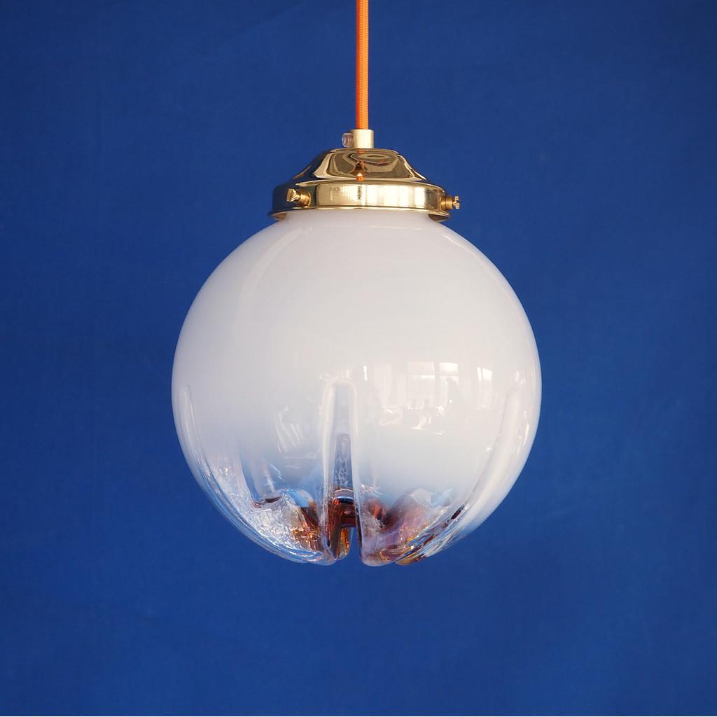 Hanging light by Mazzega in smoked and amber Murano glass (ca. 1970) (⌀ 18 cm)