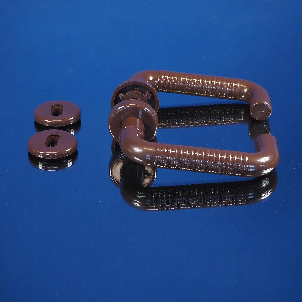 [999HAR1015] Door handle in nylon with key rosettes by Metafranc - Brown