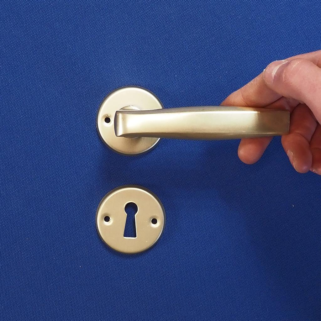 Door handle in aluminium with key rosettes