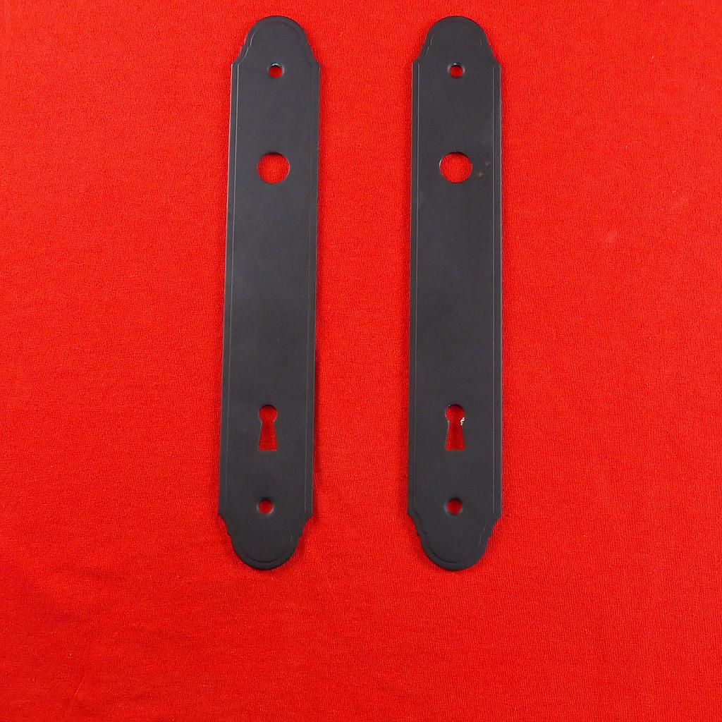 Pair of doorplates in black powder coated steel.