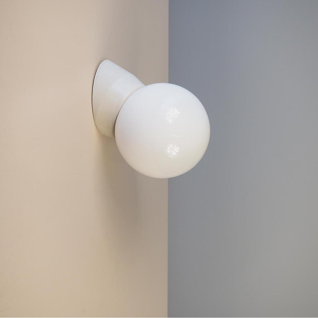 [999LIG1385] Wall light in opaline glass and bakelite by Bo-Niko (ca. 1960)