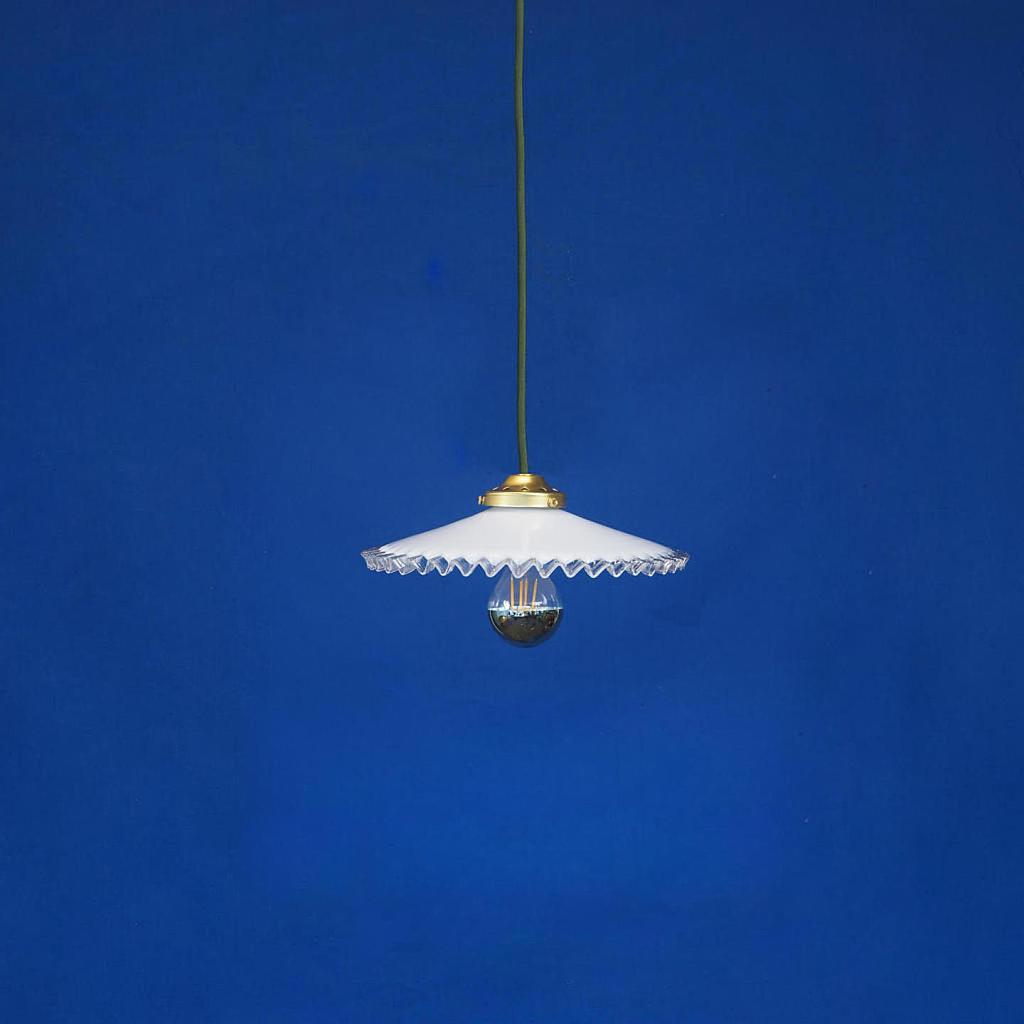 [999LIG1221] Hanging light 'Inga' with shade in opaline glass