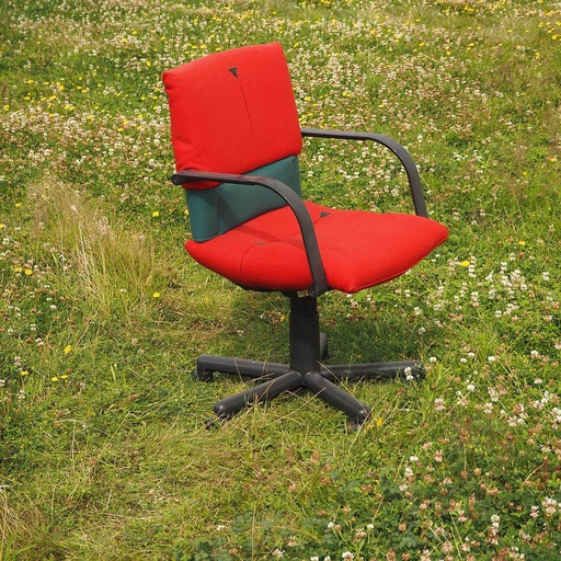 [901FUR1028] Swivel office chair 'Figura' by Mario Bellini for Vitra with castors (ca. 1984) - Red/Green
