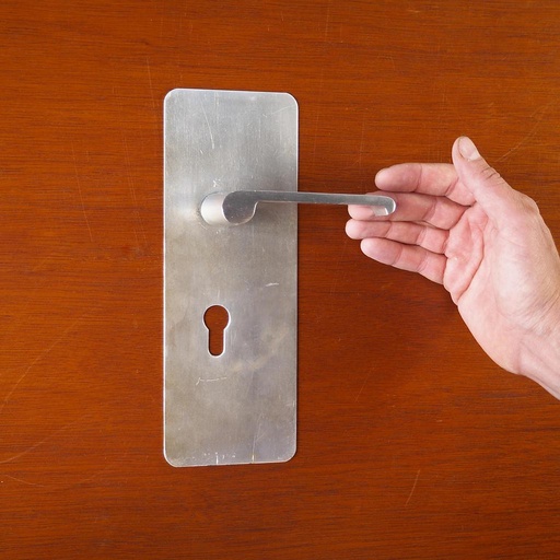 [032HAR250] Aluminum door handle with key plates (ca. 1960)